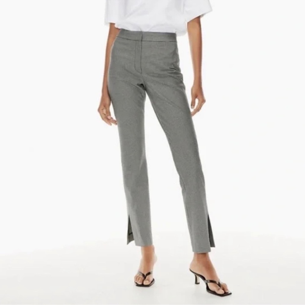 Babaton Gray Straight Leg Pants with Split Hem